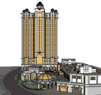 欧式高层酒店草图大师模型下载、欧式高层酒店su模型下载