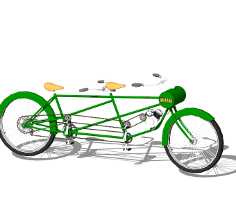 现代双人自行车，sketchup模型，skp模型下载