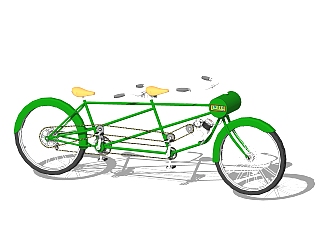 现代双人自行车，sketchup模型，skp模型下载