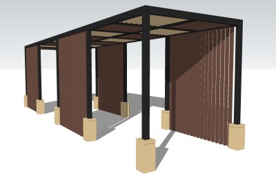 新中式廊架草图大师模型，廊架sketchup模型下载