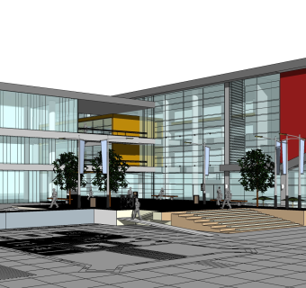 现代办公楼草图大师模型，办公楼sketchup模型免费下载