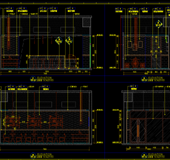 全套奶茶店设计CAD图，奶茶店CAD施工图纸下载