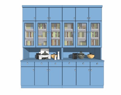 美式书柜草图大师模型，柜子sketchup模型下载