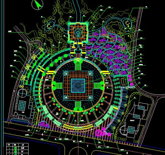唐山小区景观施工图中心广场部分CAD图纸
