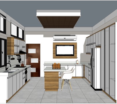 现代厨房草图大师模型，厨房SU模型下载