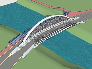 现代风大桥草图大师模型，大桥sketchup模型下载