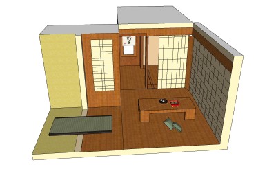 日式茶室sketchup模型下载，茶室草图大师模型