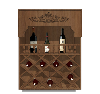 现代实木酒柜su模型，酒柜草图大师模型下载