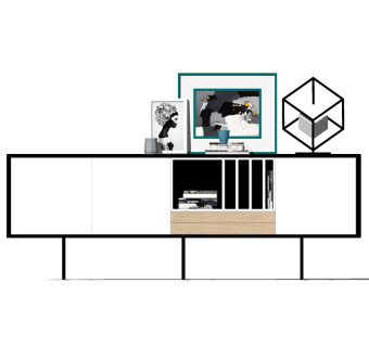 现代电视柜草图大师模型，电视柜sketchup模型下载