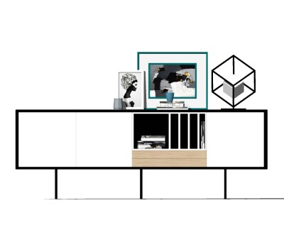 现代电视柜草图大师模型，电视柜sketchup模型下载