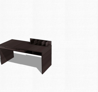 现代木质班台桌su模型，班台桌草图大师模型下载