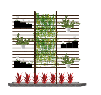 现代绿植墙 花架skp文件下载，绿植墙su模型下载