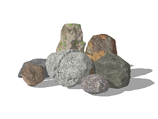 自然风石头草图大师模型，石头sketchup模型下载
