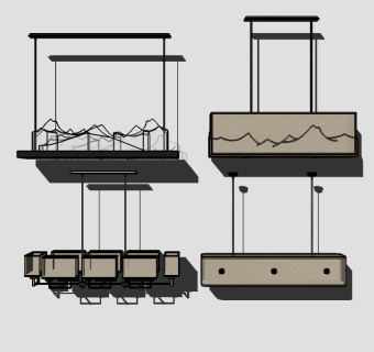 现代吊灯草图大师模型，吊灯sketchup模型