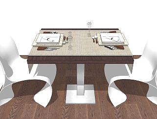 <em>北欧桌椅</em>组合sketchup模型，桌椅组合草图大师模型下载