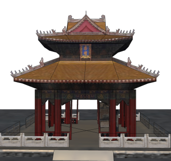中式古建亭子草图大师模型下载、古建亭子su模型下载
