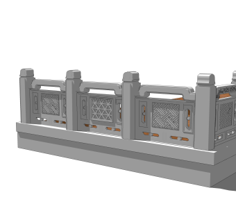 中式栏杆SU模型，栏杆SKB文件下载