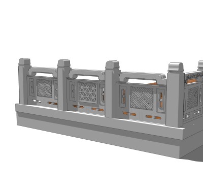 中式栏杆SU模型，栏杆SKB文件下载