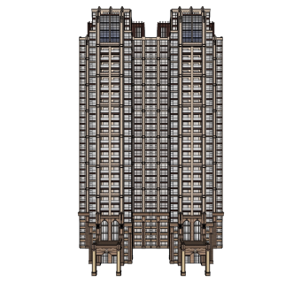 欧式高层住宅楼su模型下载，住宅楼草图大师模型