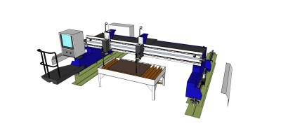 现代切割机草图大师模型，切割机sketchup模型下载