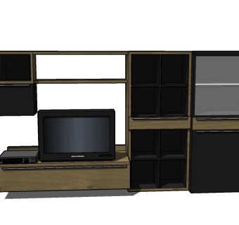 现代电视柜su模型，电视柜草图大师模型下载