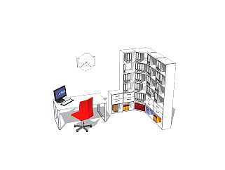现代老板桌文件柜组合草图大师模型，老板桌文件柜组合sketchup模型下载