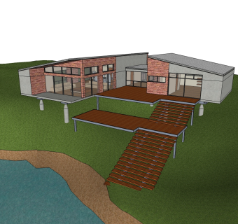 现代极简风格别墅草图大师模型，别墅SU模型下载