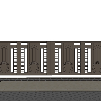 中式公园景观大门skp文件下载，公园景观sketchup模型