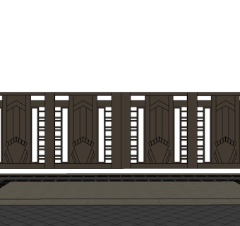 中式公园景观大门skp文件下载，公园景观sketchup模型