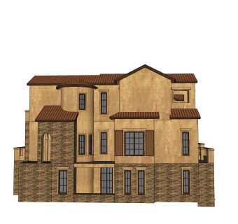 法式别墅外观草图大师模型，SU模型免费下载