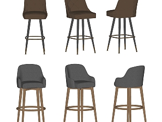 现代实木吧台椅草图大师模型，吧台椅sketchup模型下载