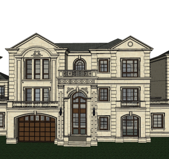 欧式别墅su模型下载、欧式别墅草图大师模型下载
