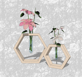 铁线莲花瓶插花su模型，花艺草图大师模型下载