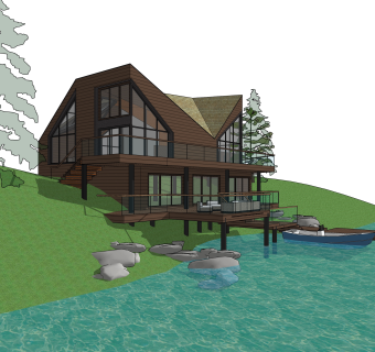 现代独栋别墅草图大师模型下载，别墅外观sketchup模型分享