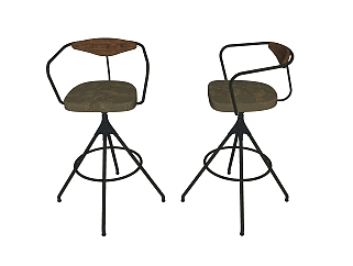 现代金属吧椅草图大师模型，固定吧椅sketchup模型下载