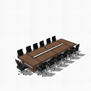 现代实木会议桌草图大师模型，会议桌skp模型下载