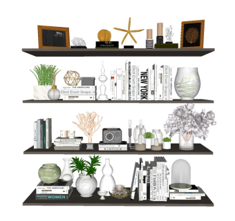 现代书籍摆件组合SU模型下载，书籍摆件skb模型分享