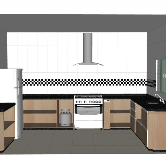 现代厨房柜免费su模型，厨房柜skp模型下载