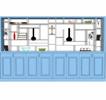 美式装饰柜sketchup模型，柜子草图大师模型下载