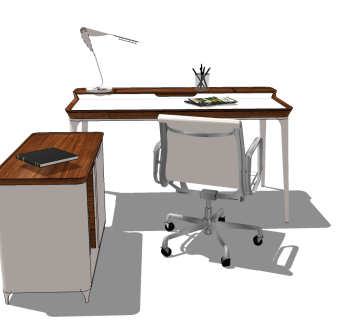 现代书桌草图大师模型下载、现代书桌su模型下载