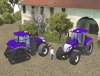 现代农业机械设备skp模型，农用机械草图大师模型下载