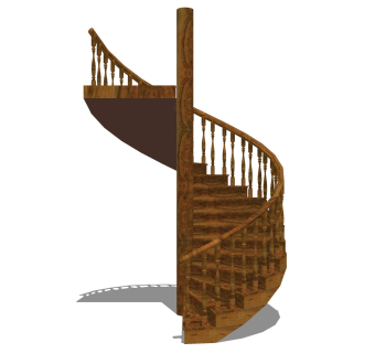 现代实木螺旋楼梯草图大师模型，实木螺旋楼梯sketchup模型免费下载