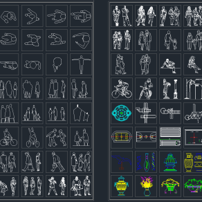 最新人物平立面CAD模块，人物CAD立面图纸下载