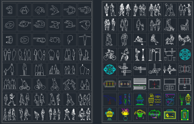 最新人物平立面CAD模块，人物CAD立面图纸下载