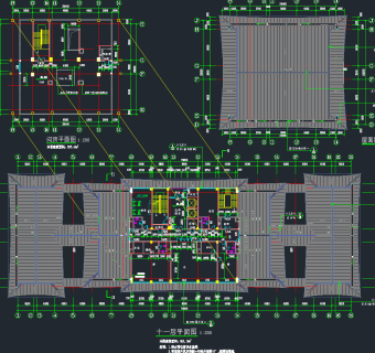 传统古典风格接待中心建筑施工图，接待中心CAD施工图纸下载