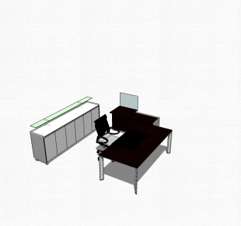 现代简约班台桌su模型，班台桌sketchup模型下载