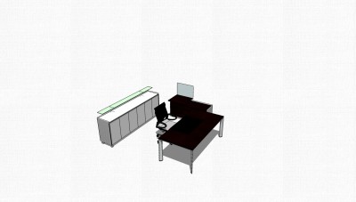 现代简约班台桌su模型，班台桌sketchup模型下载