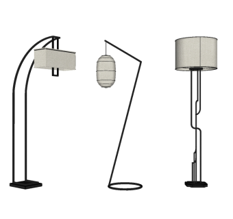 新中式落地灯组合草图大师模型，落地灯组合sketchup模型下载