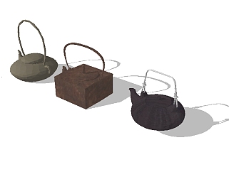 <em>现代茶具</em>组合草图大师模型，茶具sketchup模型。
