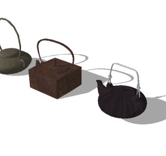 现代茶具组合草图大师模型，茶具sketchup模型。